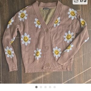 Nikka K Junior Cardigan with Smiley Daisy Design